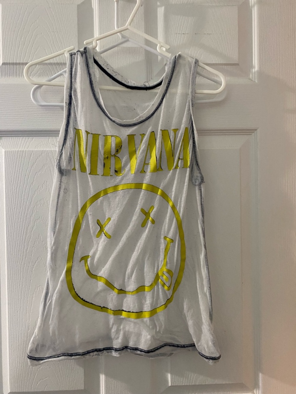 NIRVANA White Tank Top with Yellow Logo - Kids